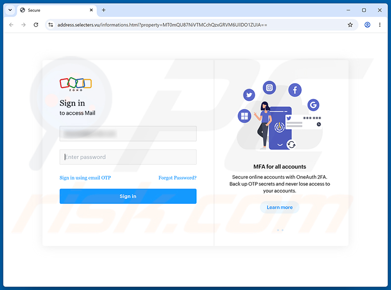 Page de phishing Employee Account Maintenance Notice