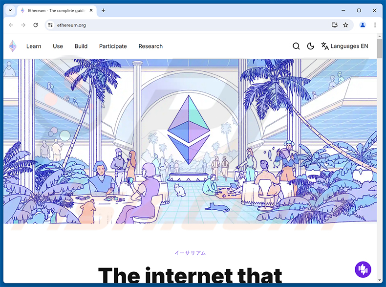 Le véritable site web Ethereum de l'arnaque Ethereum Genesis Airdrop (ethereum.org)