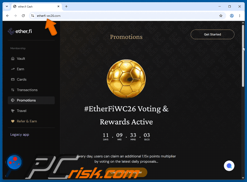Apparence de EtherFiWC26 Voting Rewards Scam arnaque (GIF)