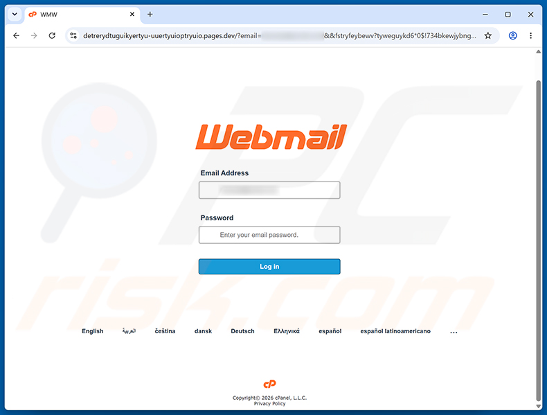 Page de phishing MAERSK Shipment Ready For Dispatch