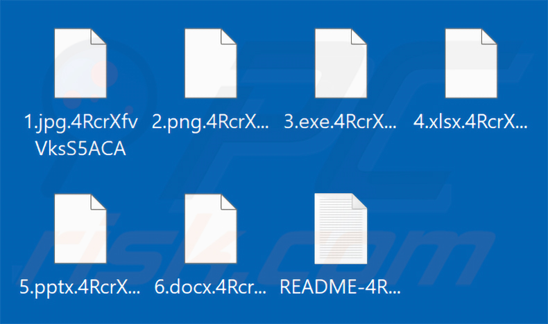 Fichiers chiffrés par le ransomware MORTAR (extension avec l'identifiant de la victime)