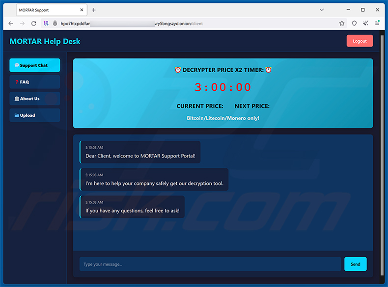 Assistance du ransomware MORTAR sur le réseau Tor