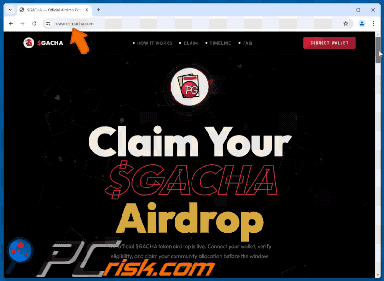 Apparence de PowerGacha ($GACHA) Airdrop arnaque (GIF)