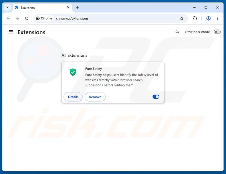 Suppression des extensions Google Chrome liées à Pure Safety (pureextension.net)