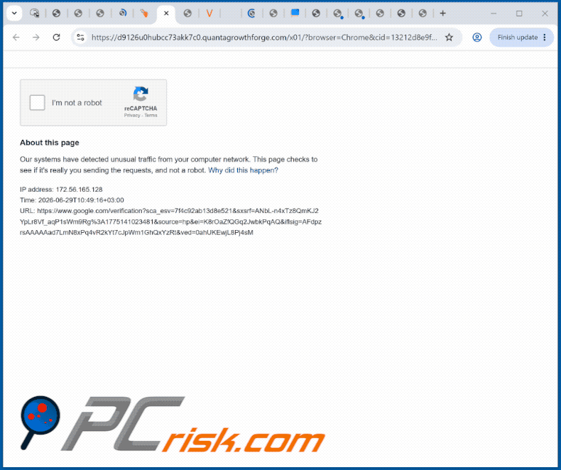 apparence du site web quantagrowthforge[.]com (GIF)