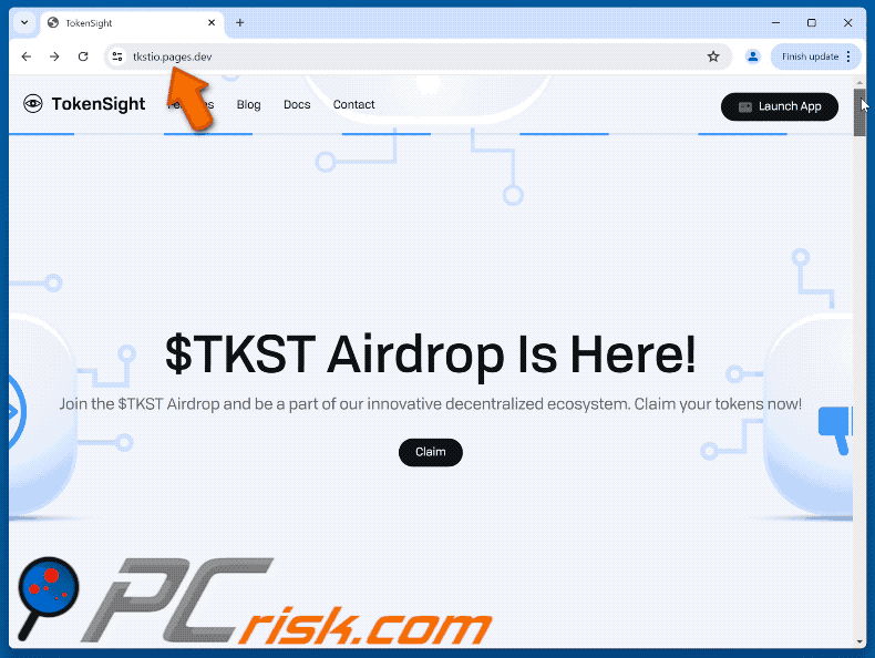 Apparence de TokenSight ($TKST) Airdrop Scam (GIF)