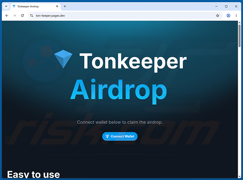 Tonkeeper Airdrop arnaque (ton-keeper.pages[.]dev)