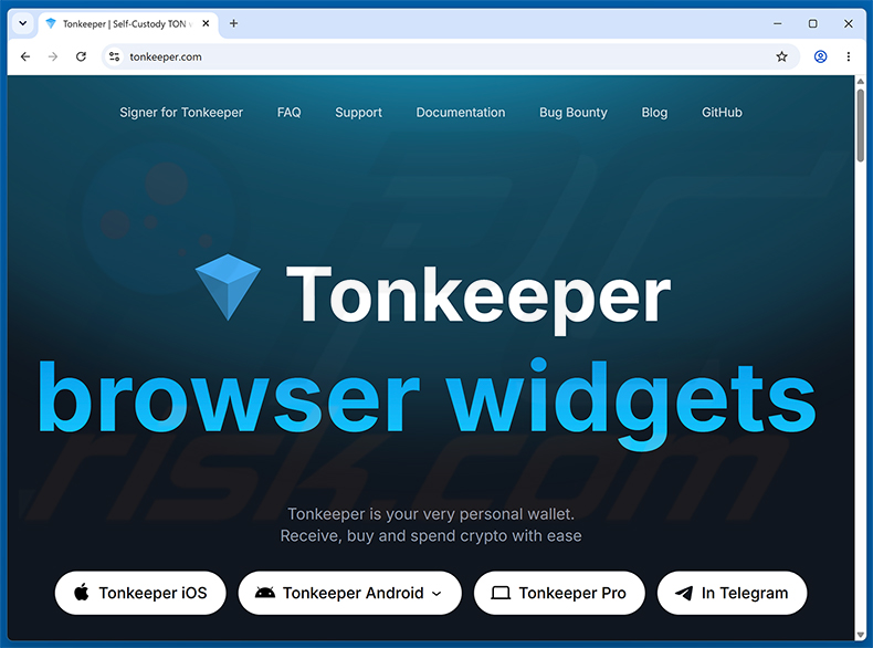 Le vrai site web de Tonkeeper Airdrop arnaque (tonkeeper.com)