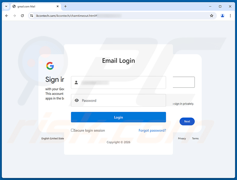 Page de phishing Update Related To Account Verification