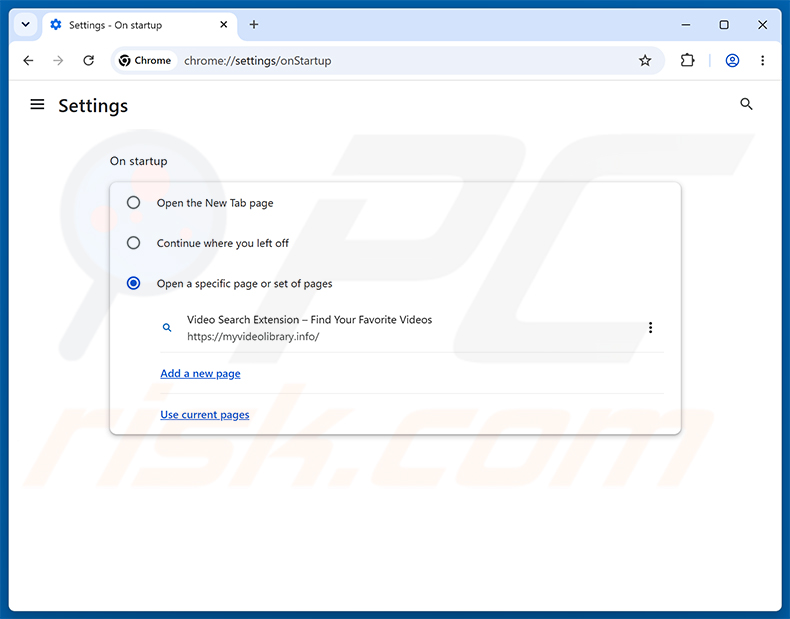 Suppression de Video Search Extension (myvideolibrary.info) de la page d'accueil de Google Chrome