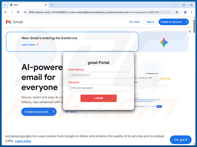 Page de phishing Account Violation Notice