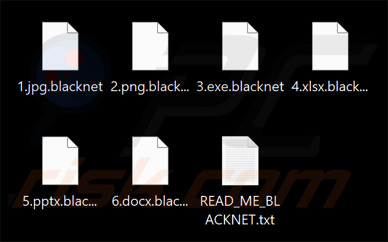 Fichiers chiffrés par le rançongiciel BLACKNET (extension .blacknet)