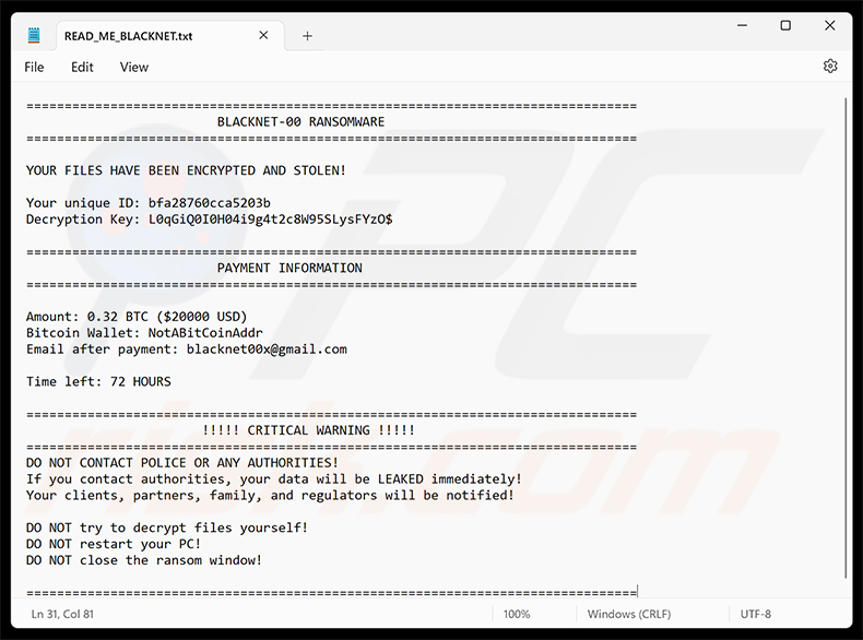 Demande de rançon du rançongiciel BLACKNET (READ_ME_BLACKNET.txt)
