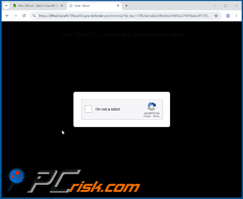 Apparence du site Web cgre-defender[.]pro (GIF)
