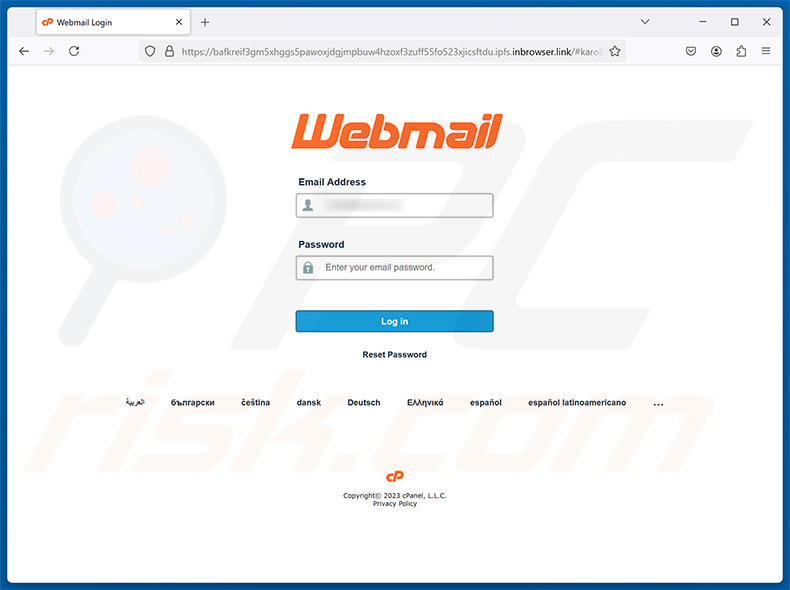 Page de phishing Complete The Required Mailbox Update arnaque par e-mail
