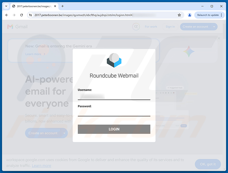 Page de phishing Confidential Messages Queued