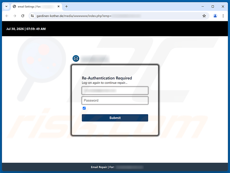 cPanel - Re-validate SSL/TLS page de phishing