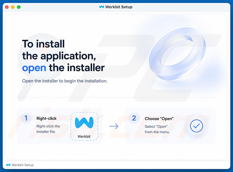 Image disque Werkbit Setup utilisée pour distribuer le malware CrashStealer