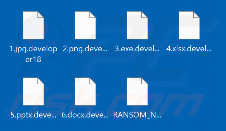 Fichiers chiffrés par le ransomware Developer (extension .developer18)
