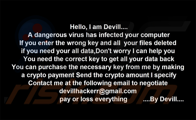 Fond d'écran du ransomware Devill