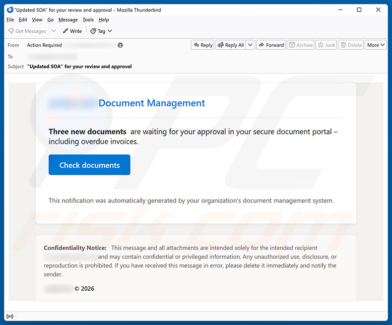 Campagne de spam par e-mail Documents Are Waiting For Your Approval
