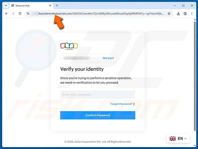 Page de phishing arnaque Email Account Requires Re-Verification