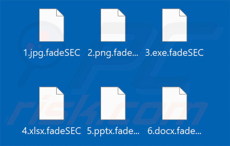 Fichiers chiffrés par le ransomware FadeSEC (extension .fadeSEC)