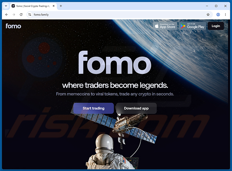 Site web réel de Fomo Trading Platform (fomo.family)