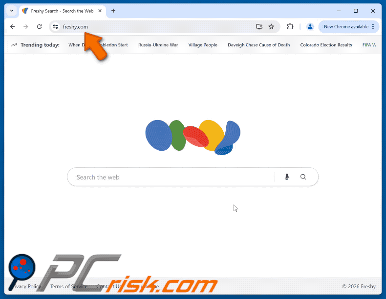 Pirate de navigateur Freshy Search (freshy.com) (GIF)