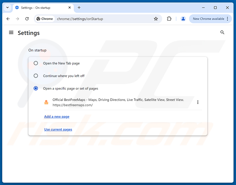 Suppression de Get Maps & Driving Directions (bestfreemaps.com) de la page d'accueil de Google Chrome