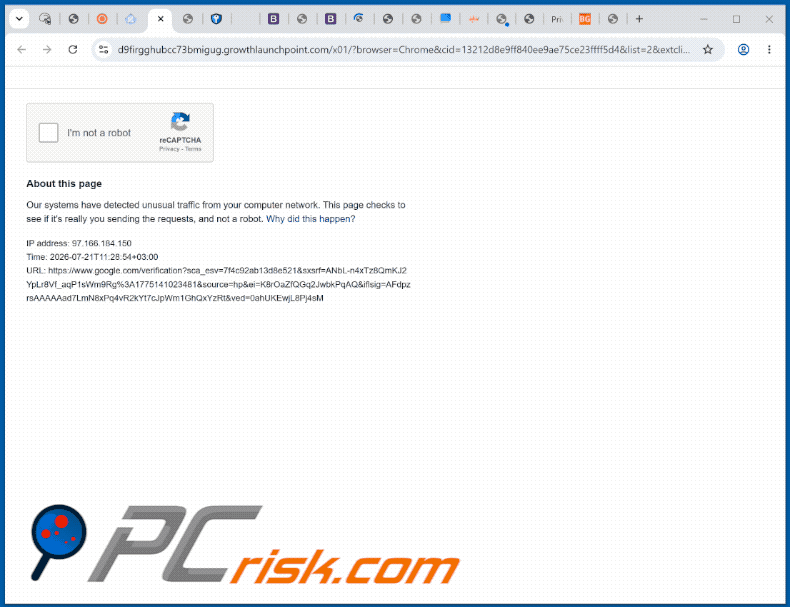 Apparence du site web growthlaunchpoint[.]com (GIF)