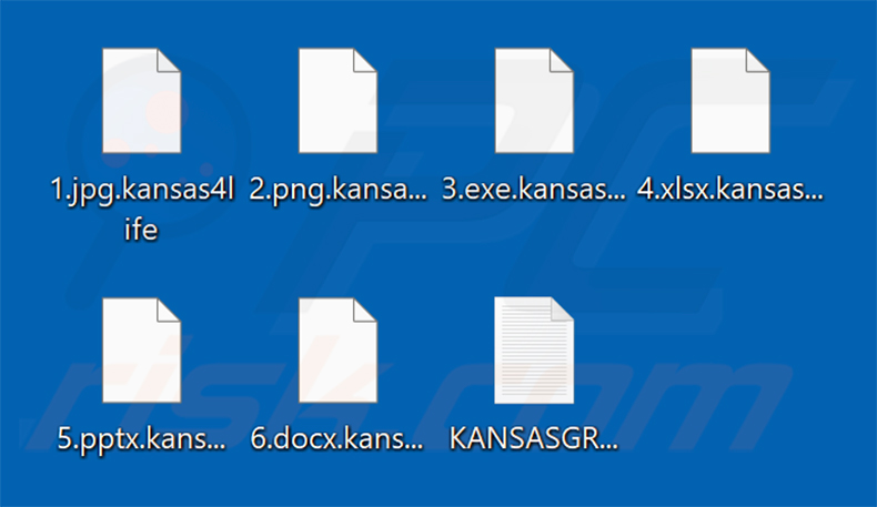 Fichiers chiffrés par le ransomware KansasGroup (extension .kansas4life)