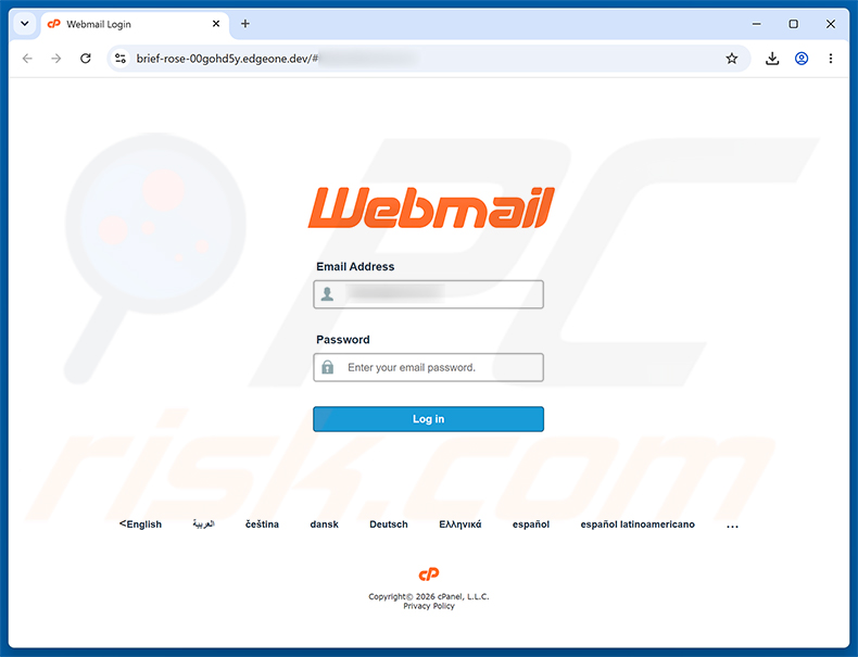 Page de phishing Migration Action Required