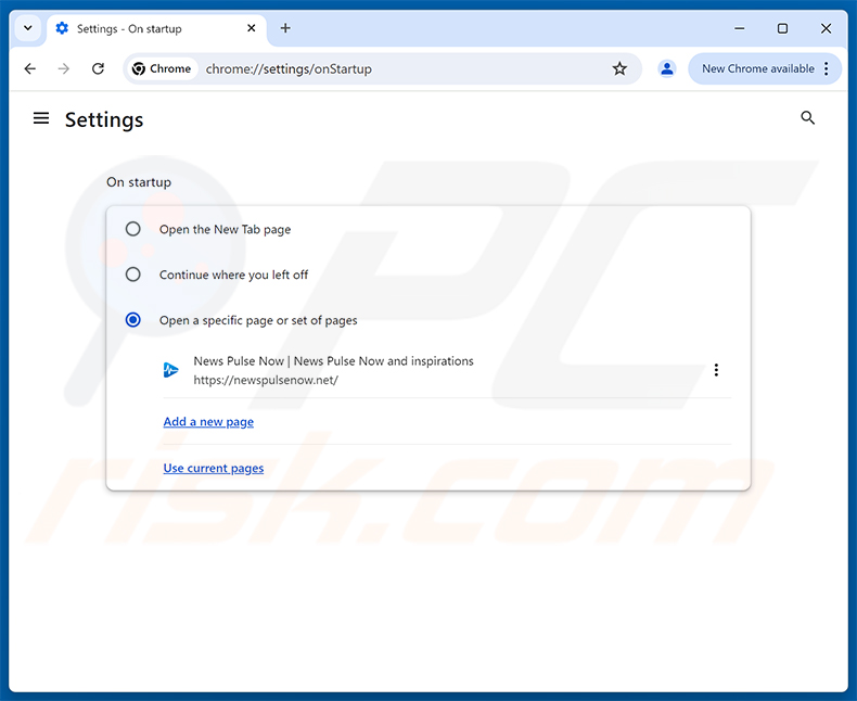Suppression de newspulsenow.net de la page d'accueil de Google Chrome