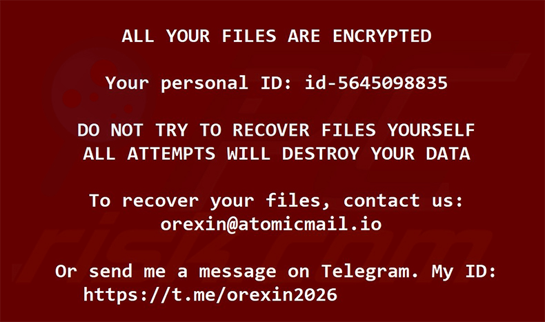 Fond d'écran du ransomware Orexin