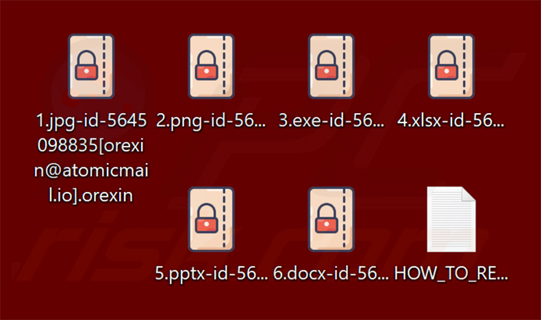 Fichiers chiffrés par le ransomware Orexin (extension .orexin)