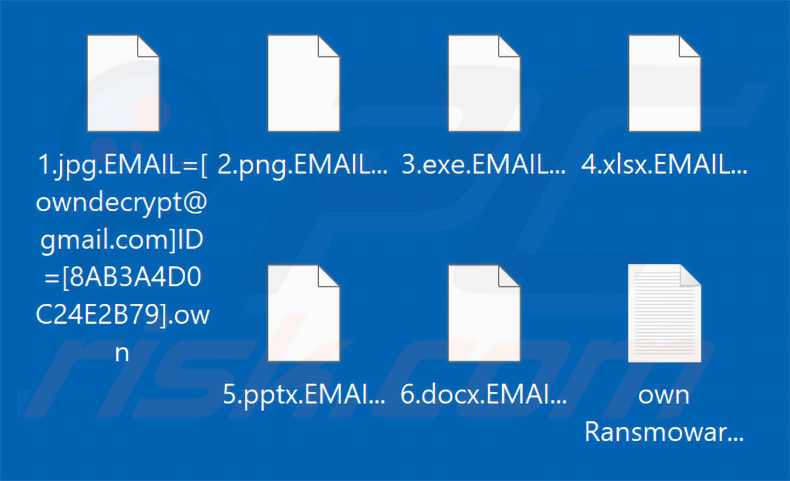 Fichiers chiffrés par le ransomware Own Ransomware (extension .own)
