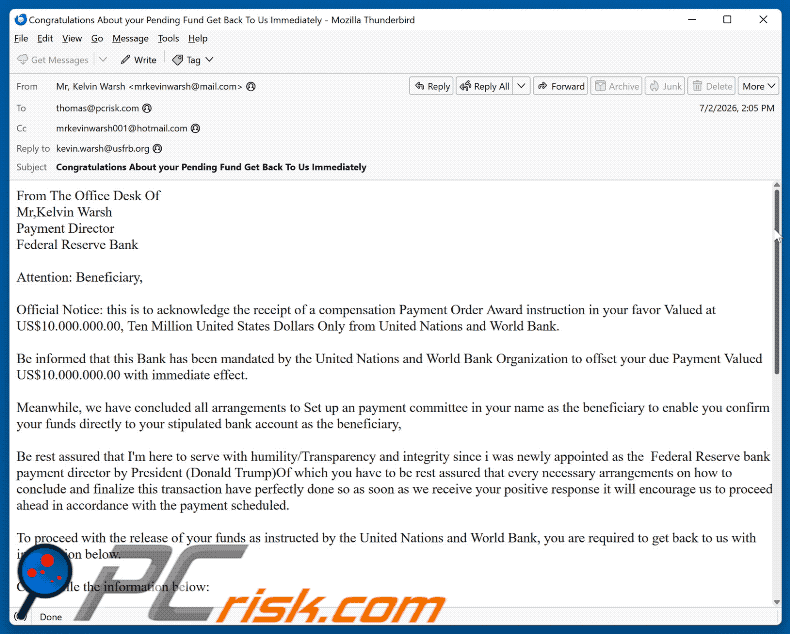 Payment Order Award arnaque par e-mail (GIF)