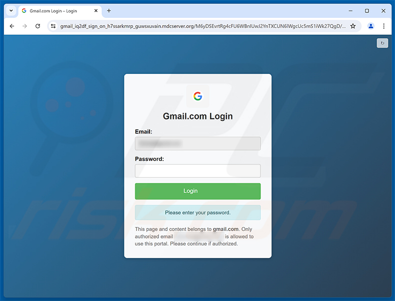 Page de phishing Payroll File Shared