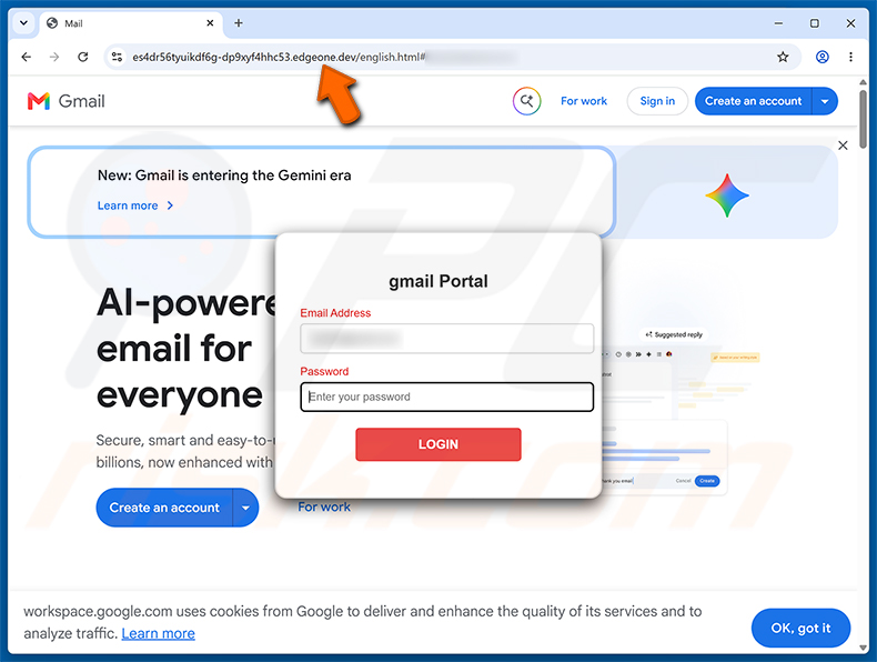 Page de phishing Policy Violation Detected