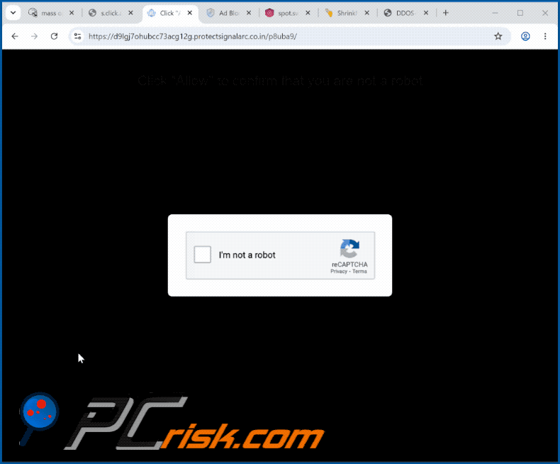 apparence du site Web protectsignalarc[.]co.in (GIF)