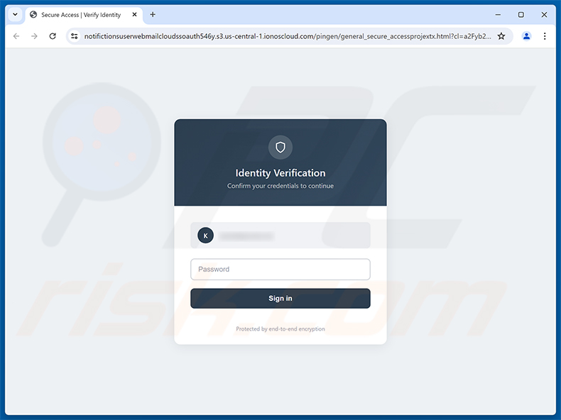 Page de phishing de l'arnaque par e-mail Required System Upgrade