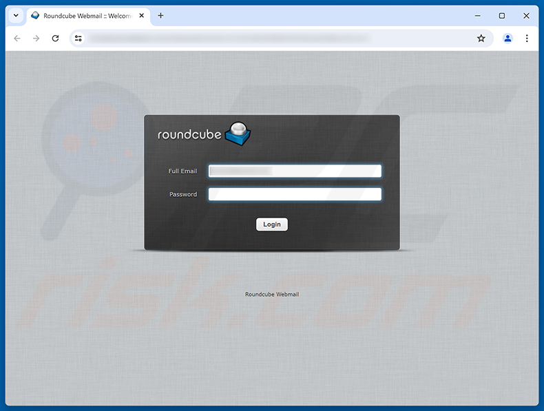 Page de phishing Roundcube Domain Registration Email Verification Scam