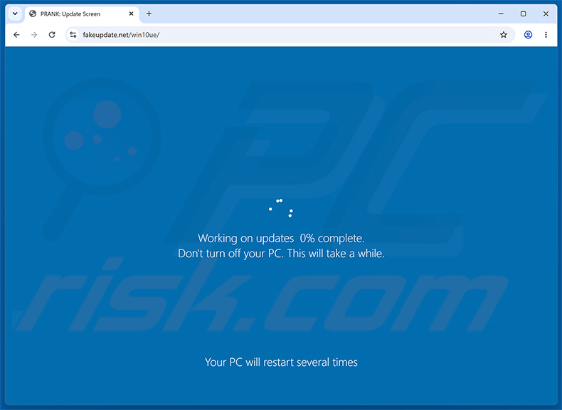 Faux écran de distraction Windows Update du trojan SCMBANKER