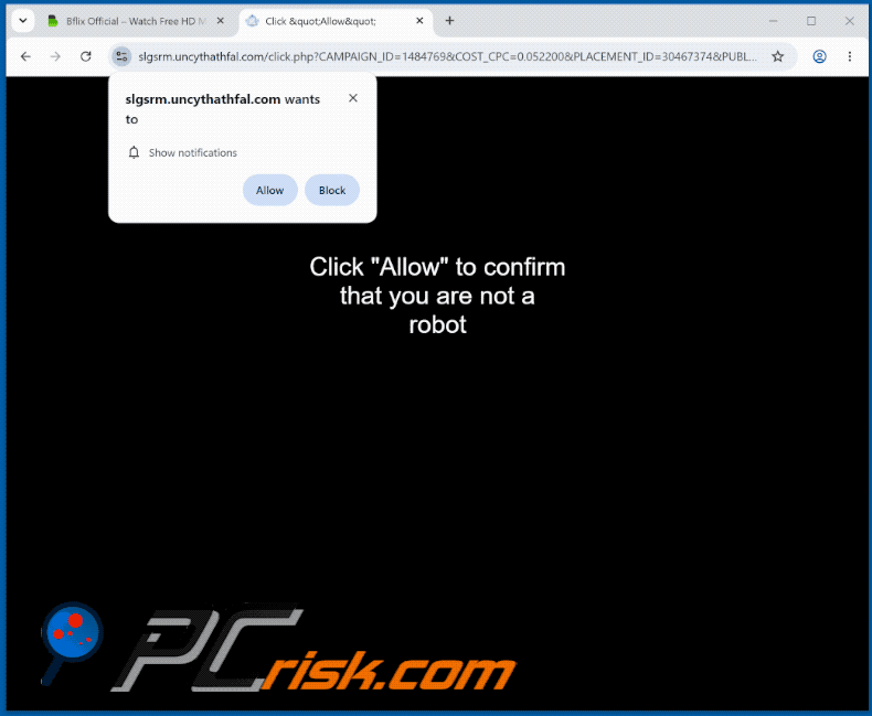 Apparence du site web uncythathfal[.]com (GIF)