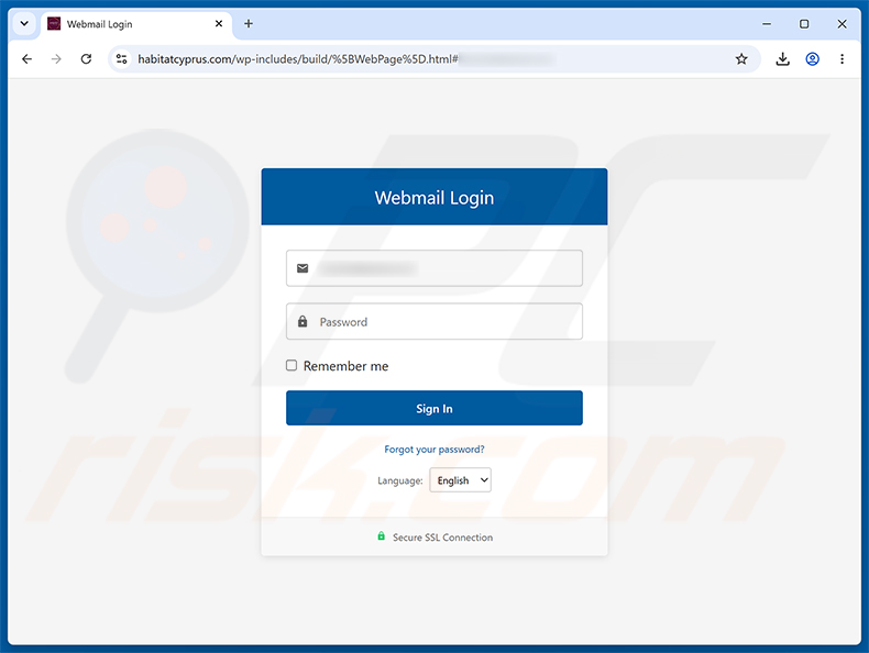 Page de phishing Verify Your Email Property Information arnaque