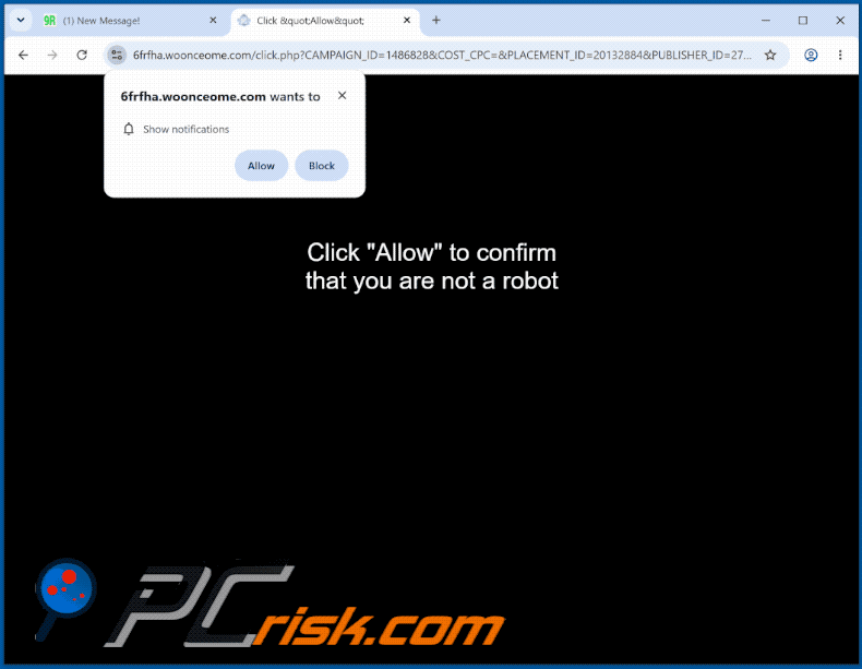 apparence du site Web woonceome[.]com (GIF)