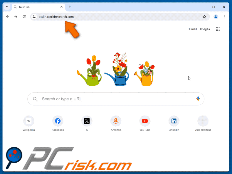 pirate de navigateur astridresearch.com redirigeant vers Bing (GIF)