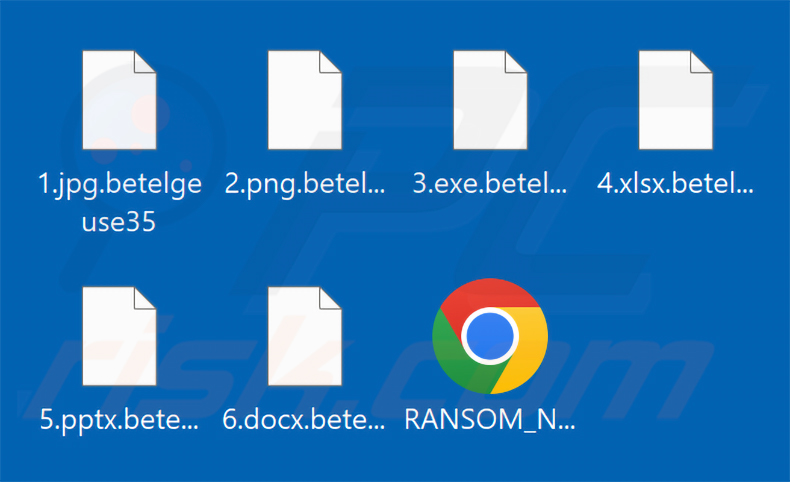 Fichiers chiffrés par le ransomware Betelgeuse (extension .betelgeuse)