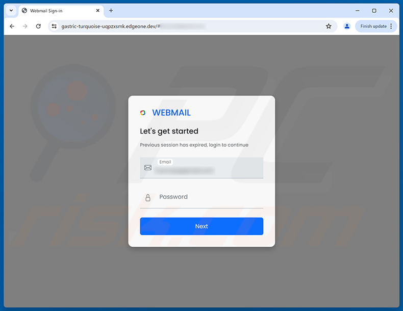 Page de phishing de Cleanup Of Pre-2021 Report Files arnaque par e-mail
